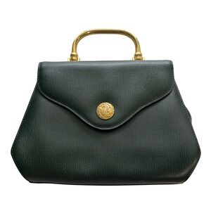 Vtg Hilly Classic Gold Metal Accent Flap Leather Handbag Luxury Old Money Italy